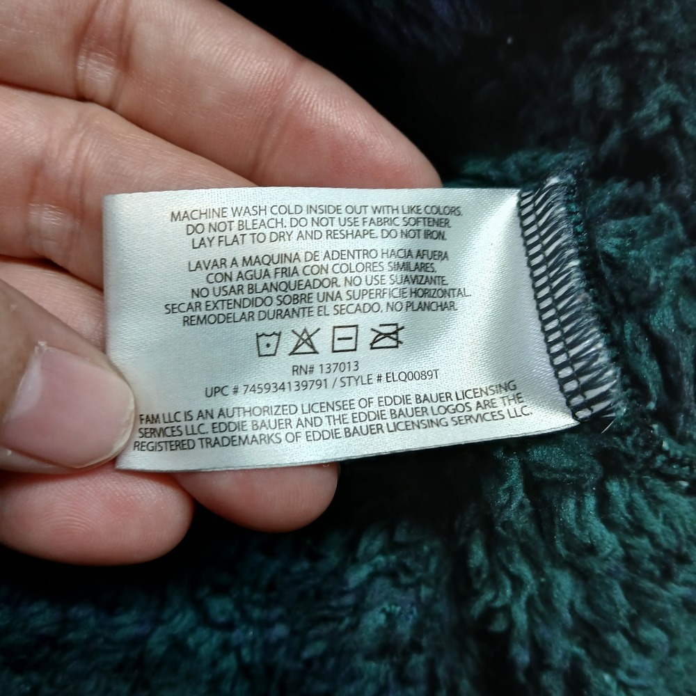 Eddie Bauer Mens XL Green Plaid Sherpa Fleece Snap‎ Pullover ELQ0089T - Picture 4 of 9